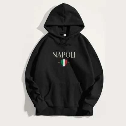 Mikina s Kapucí, Barva Bílá, s Potiskem Napoli