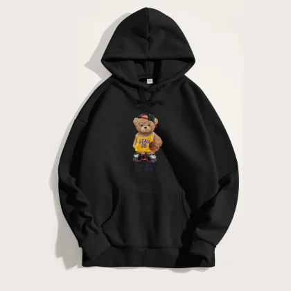 Mikina s Kapucí, Barva Bílá, s Potiskem Team Bear Teddy