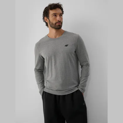 4F Longsleeve slim hladký pánský - šedý S