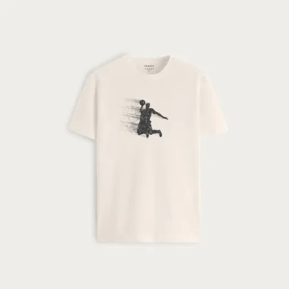Tričko, Barva Ekru, s Potiskem Dunking GOAT