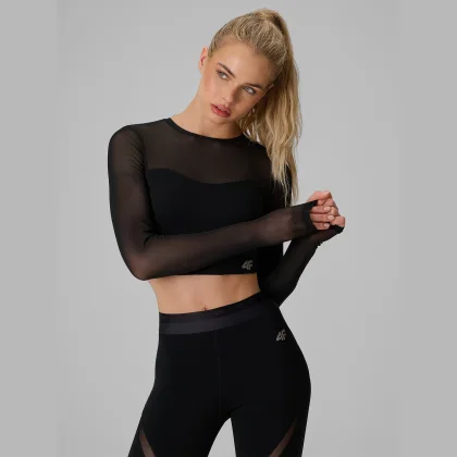 4F Tréninkový longsleeve slim rychleschnoucí dámský - žlutý XS