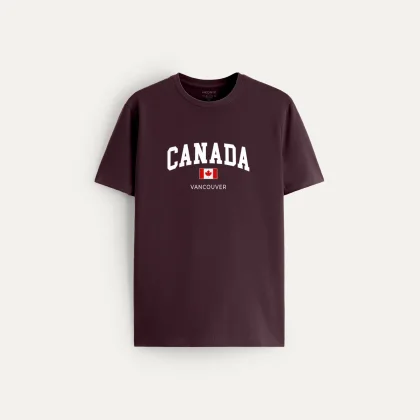 Tričko, Barva Bordó, s Potiskem Canada Vancouver