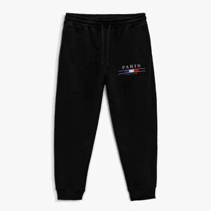 Tepláky Jogger , Barva Černá, s Potiskem Paris La Vie