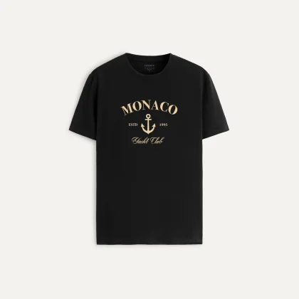 Tričko, Barva Černá, s Potiskem Monaco Prive