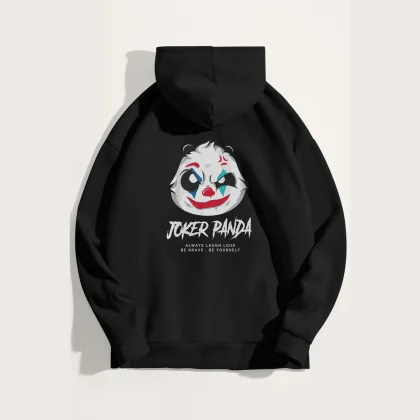 Mikina s Kapucí, Barva Černá, s Potiskem Joker Panda
