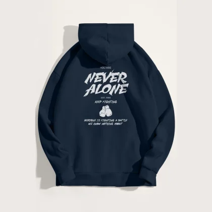 Mikina s Kapucí, Barva Bílá, s Potiskem Never Alone