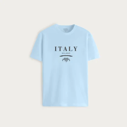 Tričko, Barva Nebesky Modrá , s Potiskem Milano Italy