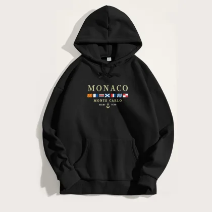 Mikina s Kapucí, Barva Fialová , s Potiskem Monte Carlo