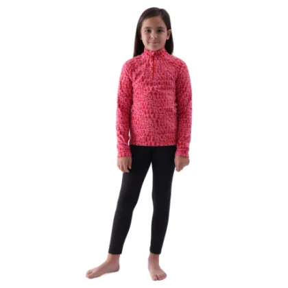Dívčí lyžařská fleece mikina 4F JUNIOR FLEECE UNDERWEAR-JWAW24UFLEF051-62A RED ALLOVER
