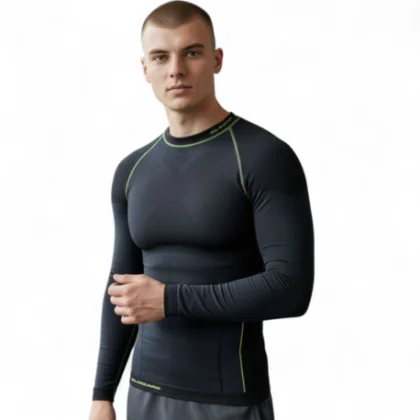 Pánské termo tričko s dlouhým rukávem BLIZZARD SHORT CUT-Mens long sleeve, anthracite neon yellow
