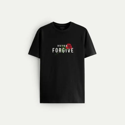 Tričko, Barva Černá, s Potiskem Never Forgive