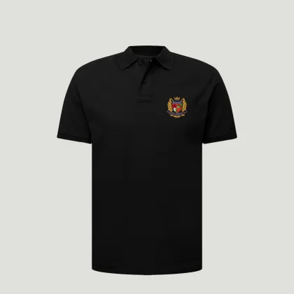Polo Tričko Slim Fit, Barva Černá, s Potiskem Hamptons Competition