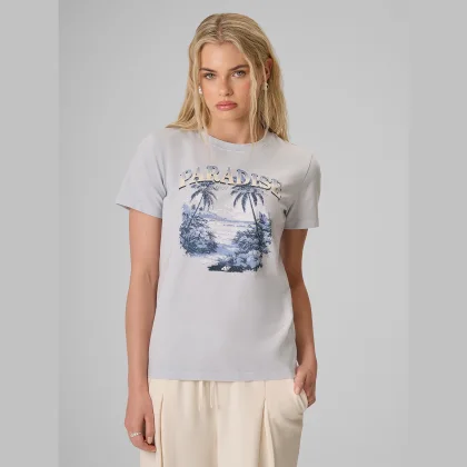 4F T-shirt regular s potiskem dámský - modrý M