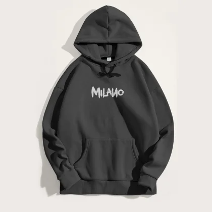 Mikina s Kapucí, Barva Železitě Šedá, s Potiskem Milano Graffiti