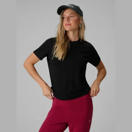 4F T-shirt regular hladký dámský - černý S