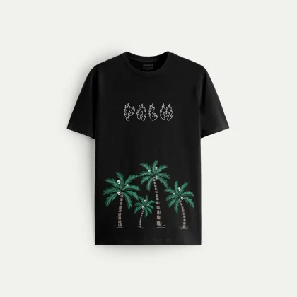 Tričko, Barva Černá, s Potiskem Palm Trees