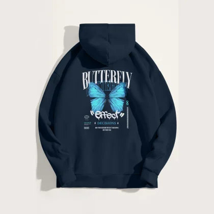 Mikina s Kapucí, Barva Růžová, s Potiskem Butterfly Effect