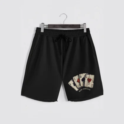 Šortky, Barva Šedá, s Potiskem Wild Cards