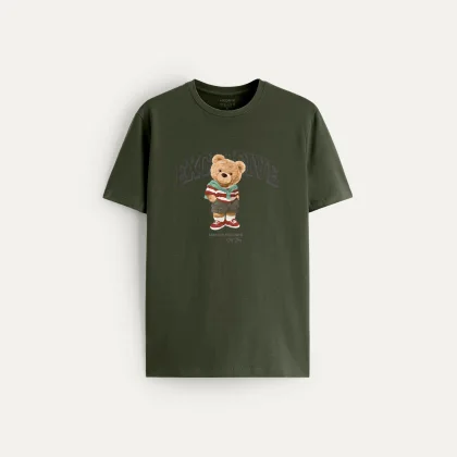 Tričko, Barva Khaki, s Potiskem Exclusive Teddy