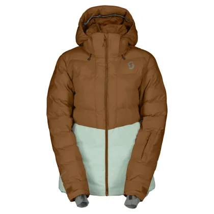 Scott Ultimate Warm, dámská péřová bunda, hnědá/světle zelená