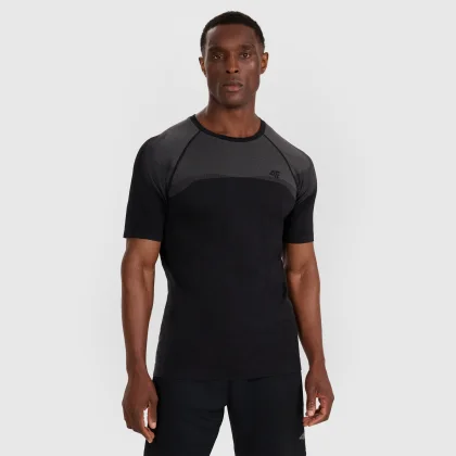 4F Pánské bezešvé tréninkové tričko - černé L/XL