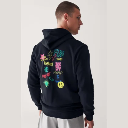 Mikina s Kapucí na Zip, Barva Černá, s Potiskem Fun Rebel