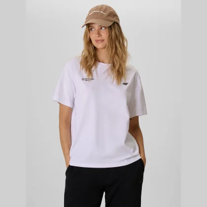 4F T-shirt loose s potiskem dámský - bílý S