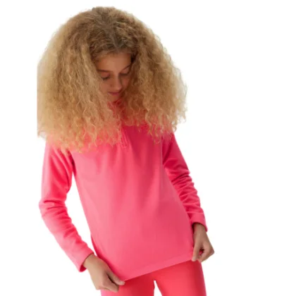 Dívčí lyžařská fleece mikina 4F JUNIOR FLEECE UNDERWEAR-JAW23UFLEF033-55S-HOT PINK