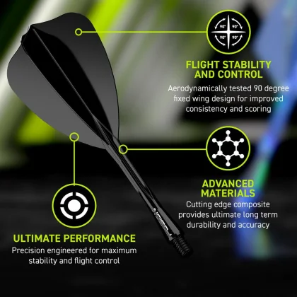 Winmau Fusion černé, Arrow letky a dlouhé násadky