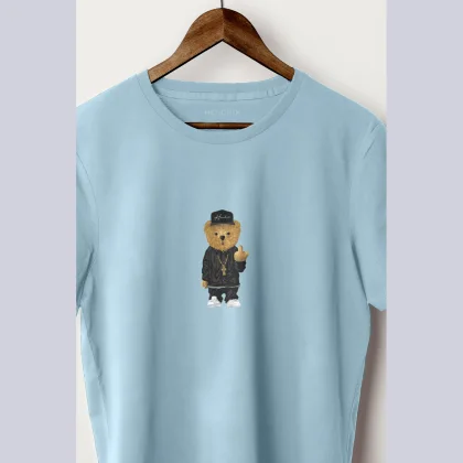 Tričko, Barva Blankytně Modrá, s Potiskem Compton Teddy