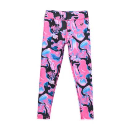 Dívčí legíny 4F JUNIOR TIGHTS FNK F296-90A-MULTICOLOUR ALLOVER
