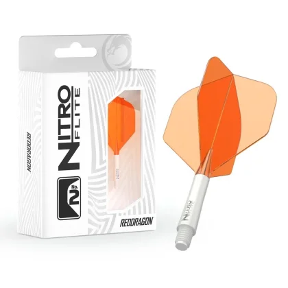 Red Dragon Nitro Flite bílo-oranžové integrované standard letky a krátké násadky na šipky