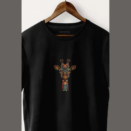 Tričko, Barva Modrá, s Potiskem Tribal Giraffe