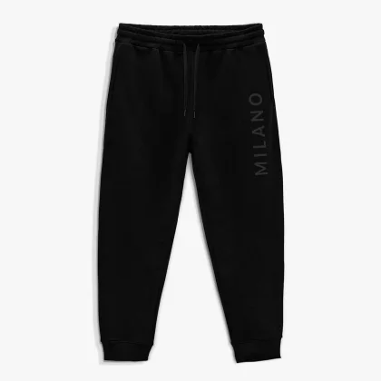 Tepláky Jogger , Barva Černá, s Potiskem Big Milano Grey