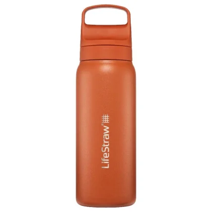 Lifestraw Go 2.0 Nerezová ocelová láhev s vodním filtrem, Kyoto Orange, 700 ML, oranžová