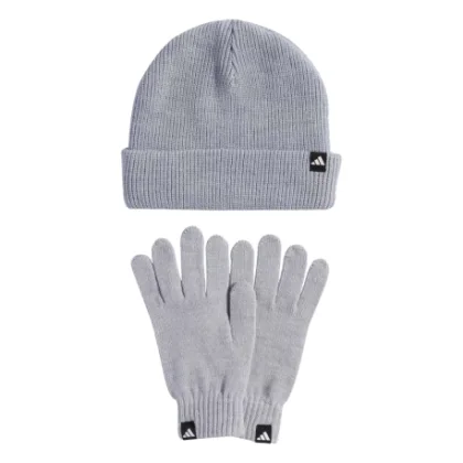 Dámská zimní čepice ADIDAS Glove + Beanie 2 Pcs. Set light grey heather white