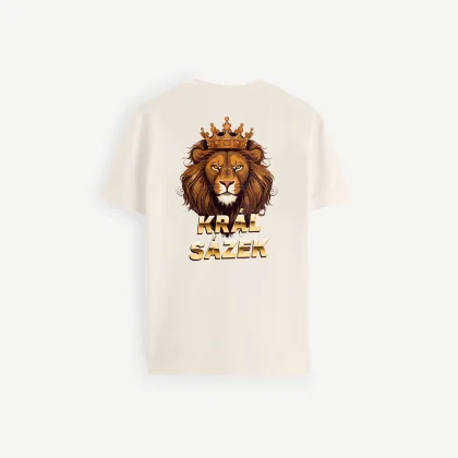 Tričko, Barva Ecru, s Potiskem Lion