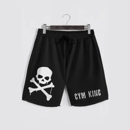 Šortky, Barva Šedá, s Potiskem Pirate Gym King