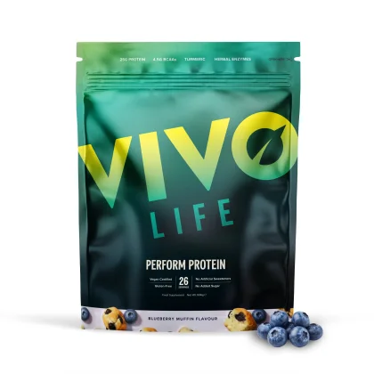 Vivo Life NEW PERFORM Borůvkový muffin - RAW VEGAN PROTEIN & BCAA (988 g)