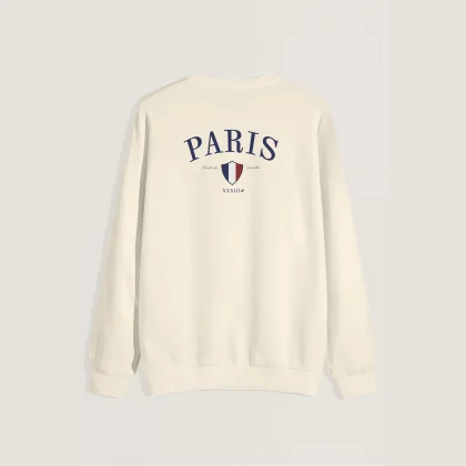 Mikina, Barva Ekru, s Potiskem Paris XXXIII Bold