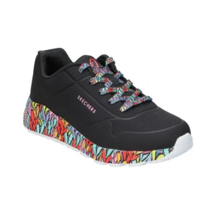 Dívčí rekreační obuv SKECHERS Uno Lite JGoldCrown Subtle Love Jr black multi
