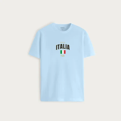 Tričko, Barva Nebesky Modrá , s Potiskem Italia XI