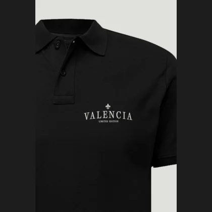 Polo Tričko Slim Fit, Barva Černá, s Potiskem Valencia Minimal