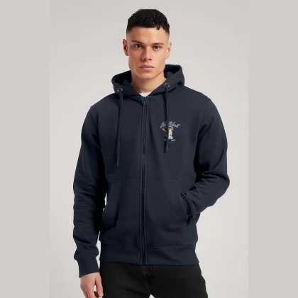 Mikina s Kapucí na Zip, Barva Šedá, s Potiskem Baseball Teddy