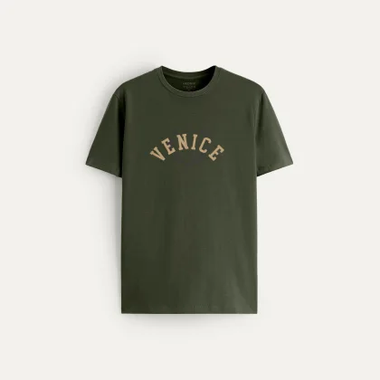 Tričko, Barva Khaki, s Potiskem Venice
