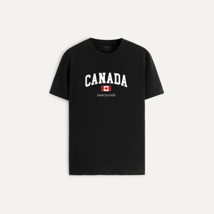 Tričko, Barva Černá, s Potiskem Canada Vancouver