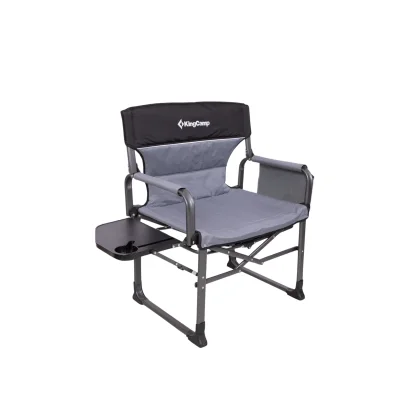 Kempingová skládací židle KING CAMP s opěrkami ASH C10 XXL - černo-šedá