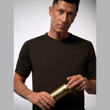 4F Pánské rychleschnoucí tréninkové tričko 4F | Robert Lewandowski - hnědé S
