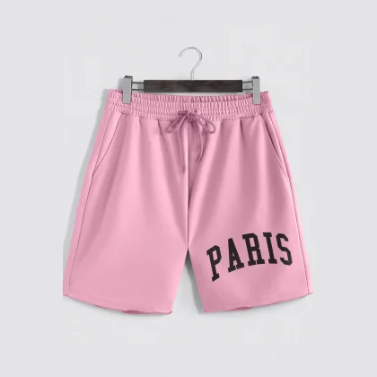 Šortky, Barva Bílá, s Potiskem Paris Letters