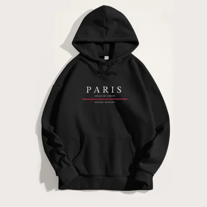 Mikina s Kapucí, Barva Bílá, s Potiskem Paris Dream Makers